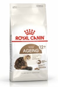 מזון לחתולים מבוגרים ביתיים המעודד תיאבון, מעוצב בחום לבן עם תמונה של חתול