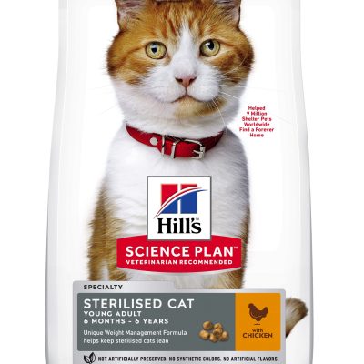 Hill's Science Plan Sterilised Cat Young Adult Cat Food with Chicken, 10kg