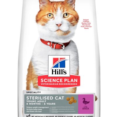 Hill's Science Plan Sterilised Cat Young Adult Cat Food with Duck, 3kg