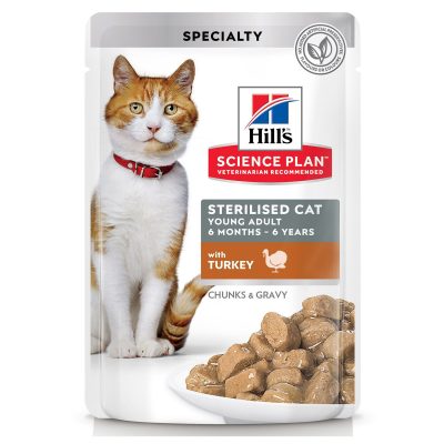 Hill's Science Plan Sterilised Cat Young Adult Food Pouch (with Turkey), 85gr