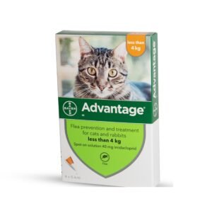 קוטל פרעושים לחתולים עד 4 ק"ג עמיד במים, מעוצב בירוק עם תמונה של חתול